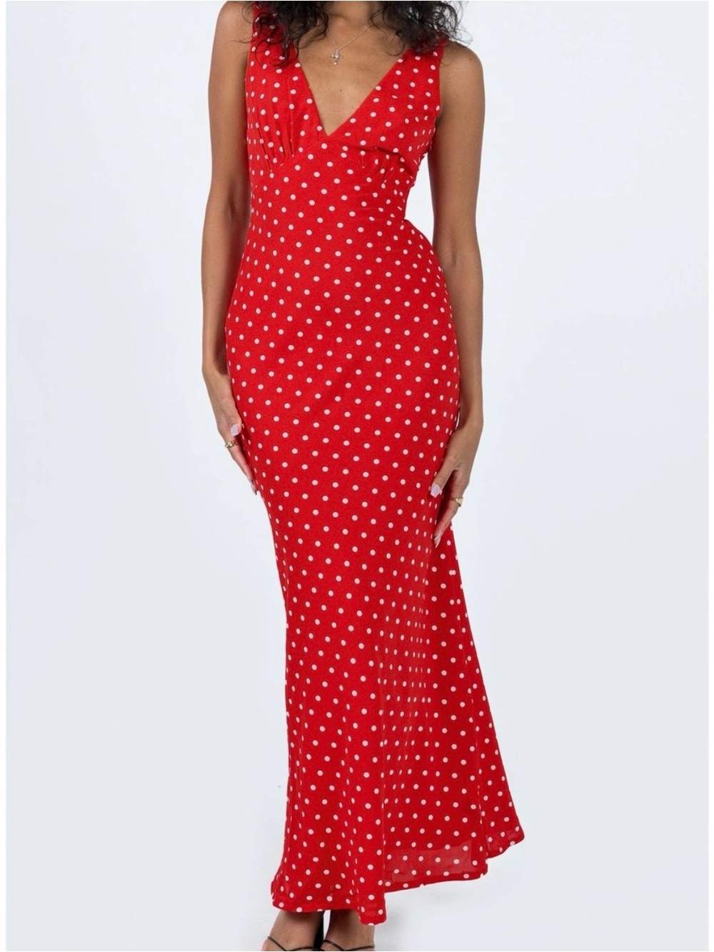 Princess Polly Red Polka Dot
Tie-Back Maxi Dress